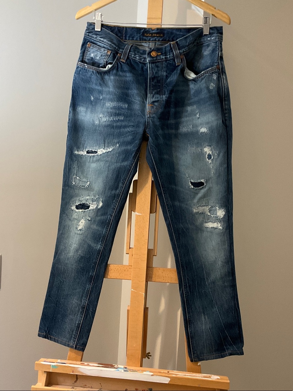 Nudie Jeans Rad Rufus Distressed Raw Denim Men’s Jeans | W 34 L 32